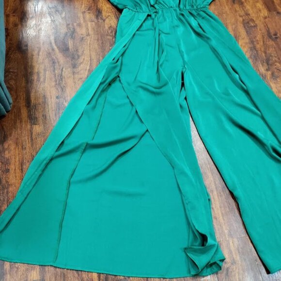 Blue Buttercup Green WideLeg Jumpsuit Whimsy Luxury Lightweight Flowy L Elegant - Picture 11 of 11